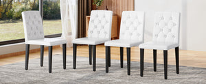 English Elm 4-Pack PU Leather Dining Chairs with Buckle Backrest Slim Metal Legs Modern Set W1512P515662