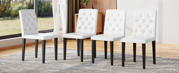 English Elm 4-Pack PU Leather Dining Chairs with Buckle Backrest Slim Metal Legs Modern Set W1512P515662