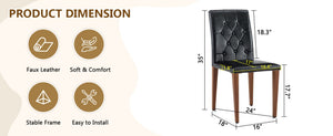 English Elm 2-Piece Tufted PU Leather Dining Chair Set with Walnut Metal Legs for Modern Black / Walnut W1512P517272