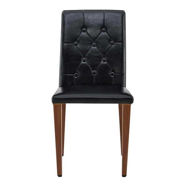 English Elm 2-Piece Tufted PU Leather Dining Chair Set with Walnut Metal Legs for Modern Black / Walnut W1512P517272