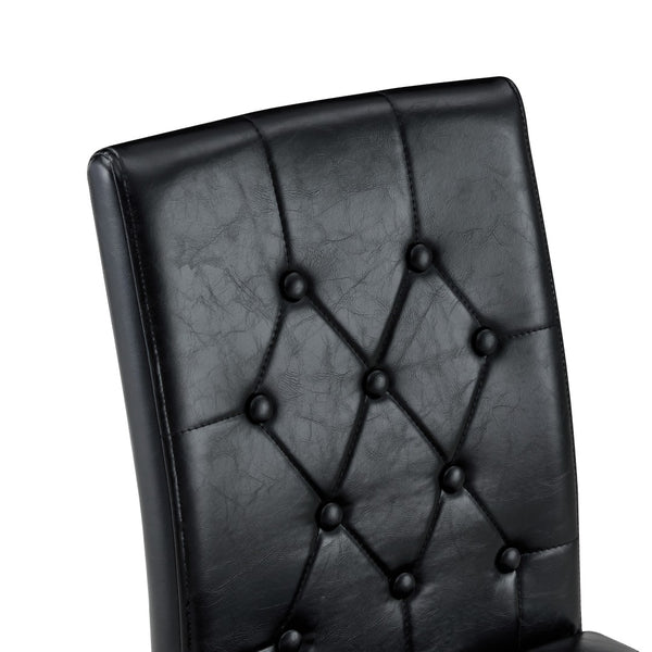 English Elm 2-Piece Tufted PU Leather Dining Chair Set with Walnut Metal Legs for Modern Black / Walnut W1512P517272