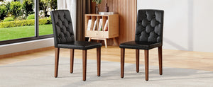 English Elm 2-Piece Tufted PU Leather Dining Chair Set with Walnut Metal Legs for Modern Black / Walnut W1512P517272