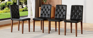 English Elm 4-Piece PU Leather Dining Chair Set with Sculpted Backrest and Silver Metal Legs Black / Walnut W1512P517274