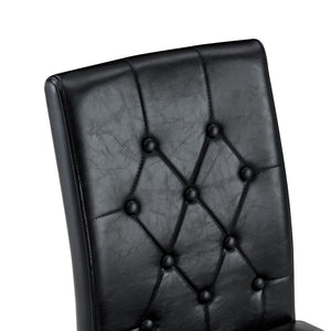 English Elm 4-Piece PU Leather Dining Chair Set with Sculpted Backrest and Silver Metal Legs Black / Walnut W1512P517274