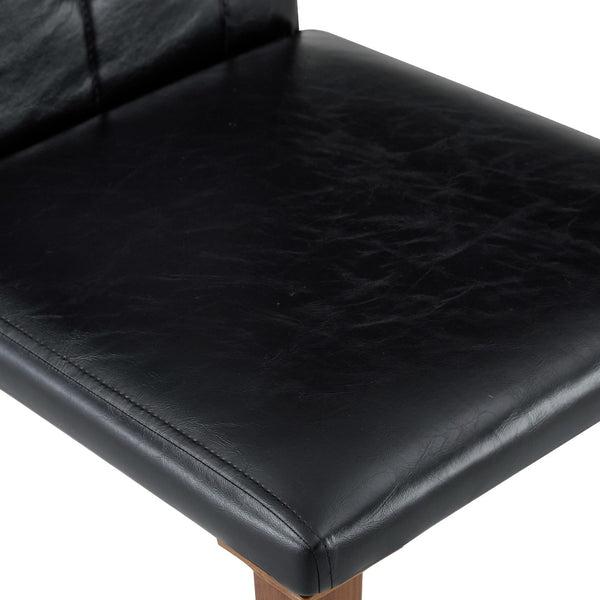 English Elm 4-Piece PU Leather Dining Chair Set with Sculpted Backrest and Silver Metal Legs Black / Walnut W1512P517274