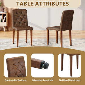 English Elm 2-Piece Button-Tufted Suede Dining Chair Set with Walnut Legs for Elegant Rooms W1512P517276