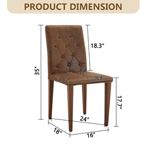 English Elm 2-Piece Button-Tufted Suede Dining Chair Set with Walnut Legs for Elegant Rooms W1512P517276