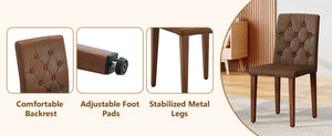 English Elm 4-Piece Brown Suede Dining Chair Set Tufted Backrest Walnut Legs for Elegant Rooms W1512P517357