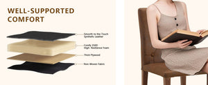 English Elm 4-Piece Brown Suede Dining Chair Set Tufted Backrest Walnut Legs for Elegant Rooms W1512P517357