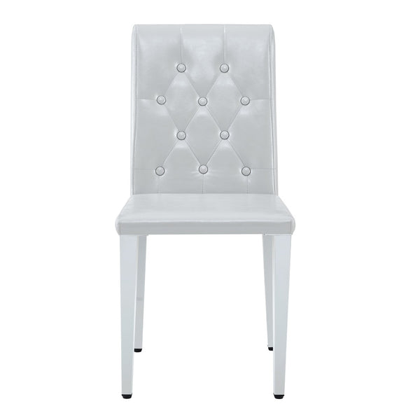 English Elm 2-Piece Tufted PU Leather Dining Chair Set with Walnut Metal Legs for Modern Light Gray / Silver W1512P517366
