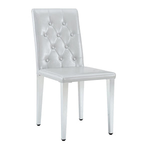 English Elm 2-Piece Tufted PU Leather Dining Chair Set with Walnut Metal Legs for Modern Light Gray / Silver W1512P517366