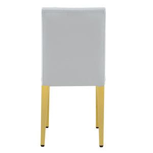 English Elm 2-Piece Tufted PU Leather Dining Chair Set with Walnut Metal Legs for Modern Light Gray / Gold W1512P517393
