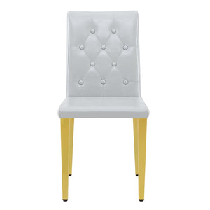 English Elm 4-Piece PU Leather Dining Chair Set with Sculpted Backrest and Silver Metal Legs Light Gray / Gold W1512P517414