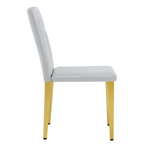 English Elm 4-Piece PU Leather Dining Chair Set with Sculpted Backrest and Silver Metal Legs Light Gray / Gold W1512P517414