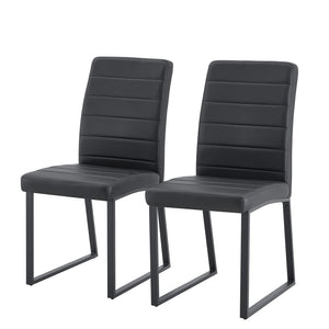 English Elm 2-Pack PU Leather Dining Office Chairs with Dense Foam Cushion and Iron Frame Black W1512P517825