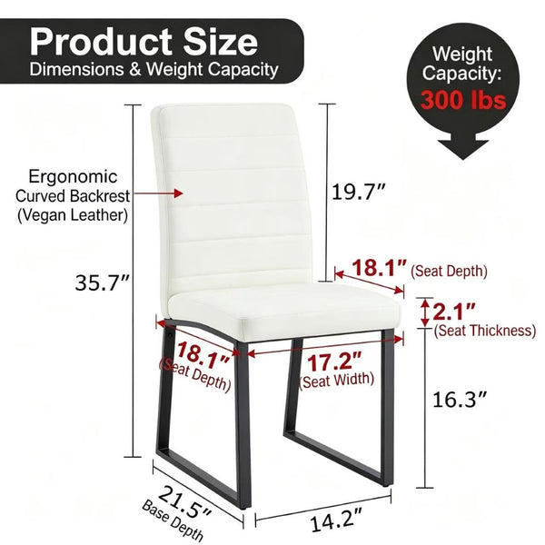 English Elm 2-Pack PU Leather Dining Office Chairs with Dense Foam Cushion and Iron Frame Black White W1512P517923