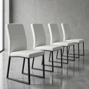 English Elm 4-Pack Modern PU Leather Dining Chairs with Dense Foam and Iron Legs for Home Office Black White W1512P518054
