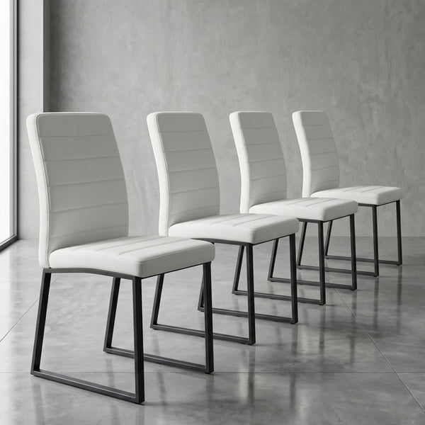 English Elm 4-Pack Modern PU Leather Dining Chairs with Dense Foam and Iron Legs for Home Office Black White W1512P518054