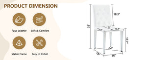 English Elm 2-Pack PU Leather Dining Chairs with Buckle Backrest and Silver Legs for Modern White+Silver W1512P518330