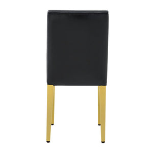 English Elm 2-Pack PU Leather Dining Chairs Buckle Backrest Golden Legs Modern Banquet Seating Black+Gold W1512P518951