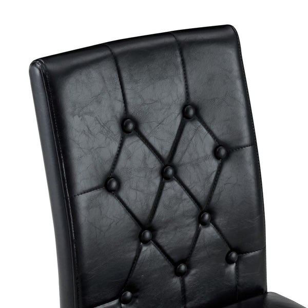 English Elm 2-Pack PU Leather Dining Chairs Buckle Backrest Golden Legs Modern Banquet Seating Black+Gold W1512P518951
