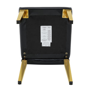 English Elm 2-Pack PU Leather Dining Chairs Buckle Backrest Golden Legs Modern Banquet Seating Black+Gold W1512P518951