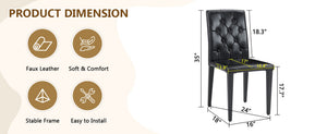 English Elm 2-Pack PU Leather Dining Chairs Buckle Backrest Golden Legs Modern Banquet Seating Black W1512P518956
