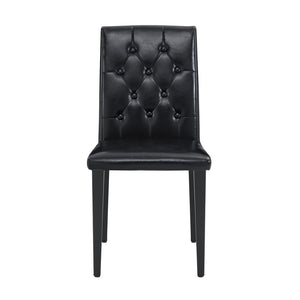 English Elm 2-Pack PU Leather Dining Chairs Buckle Backrest Golden Legs Modern Banquet Seating Black W1512P518956