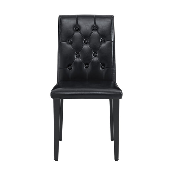 English Elm 2-Pack PU Leather Dining Chairs Buckle Backrest Golden Legs Modern Banquet Seating Black W1512P518956