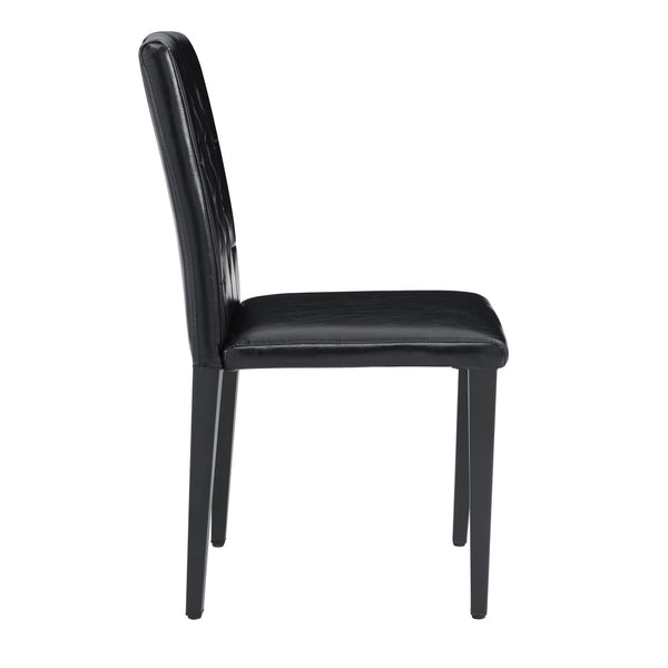 English Elm 2-Pack PU Leather Dining Chairs Buckle Backrest Golden Legs Modern Banquet Seating Black W1512P518956