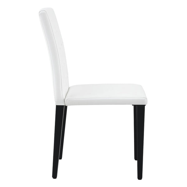 English Elm 2-Pack PU Leather Dining Chairs with Buckle Backrest and Silver Legs for Modern White+Black W1512P518963