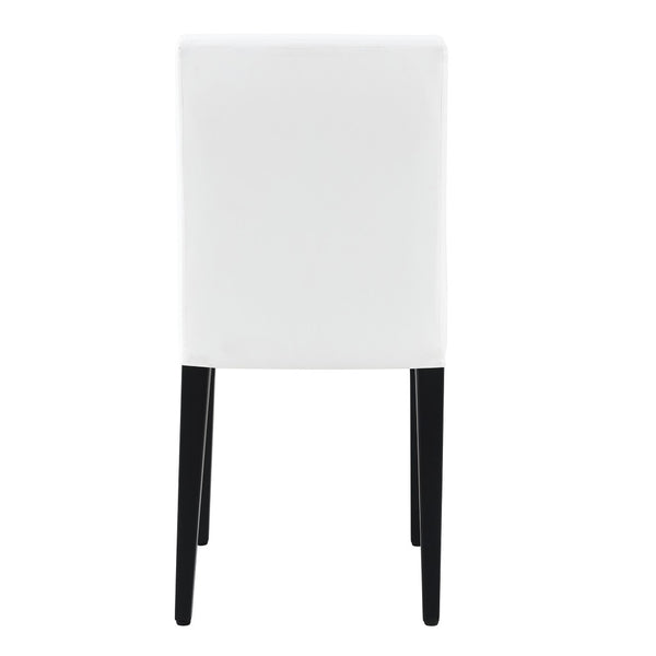 English Elm 2-Pack PU Leather Dining Chairs with Buckle Backrest and Silver Legs for Modern White+Black W1512P518963