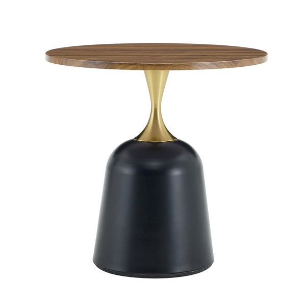 English Elm 23.6 Inch Round Side Table Wood Grain Top Metal Base Nordic Modern Living Room Accent Walnut W1512P523859
