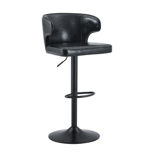 English Elm Modern Swivel Barstool with Oil Wax Upholstery Lumbar Support for Kitchen Island W1512P523863