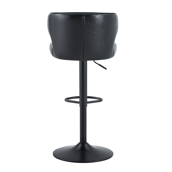 English Elm Modern Swivel Barstool with Oil Wax Upholstery Lumbar Support for Kitchen Island W1512P523863