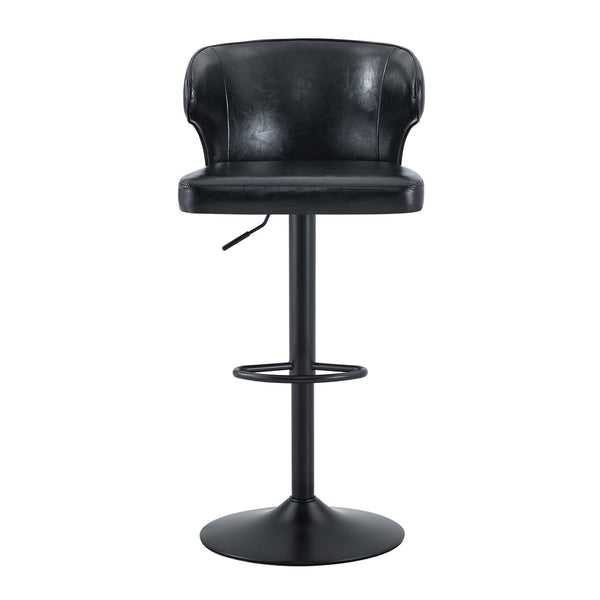 English Elm Modern Swivel Barstool with Oil Wax Upholstery Lumbar Support for Kitchen Island W1512P523863