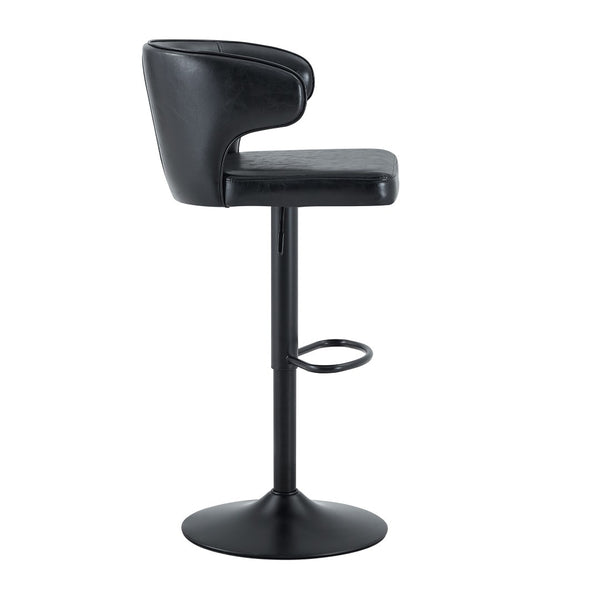 English Elm Modern Swivel Barstool with Oil Wax Upholstery Lumbar Support for Kitchen Island W1512P523863