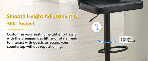 English Elm Modern Swivel Barstool with Oil Wax Upholstery Lumbar Support for Kitchen Island W1512P523863