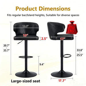 English Elm Modern Swivel Barstool with Oil Wax Upholstery Lumbar Support for Kitchen Island W1512P523863