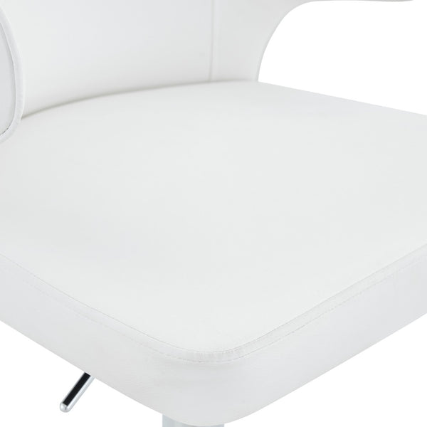 English Elm Modern Swivel Barstool Set of Two Pu Leather High Back Counter Height Seating White + Silver W1512P528754