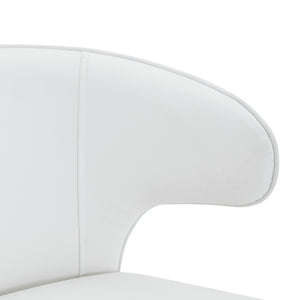 English Elm Modern Swivel Barstool Set of Two Pu Leather High Back Counter Height Seating White + Silver W1512P528754