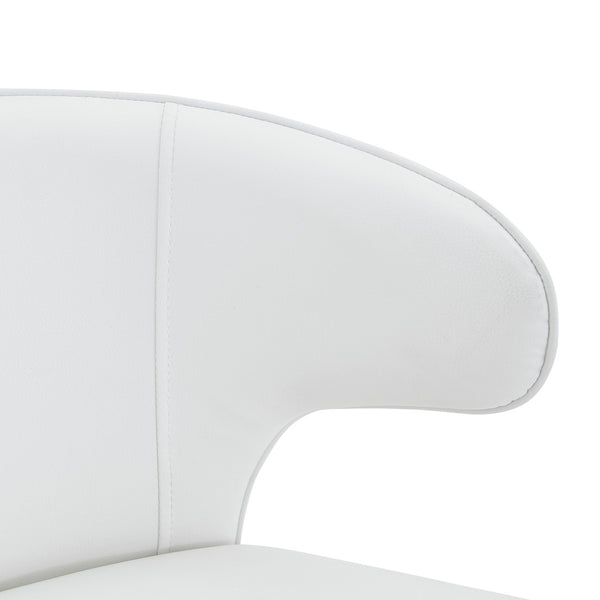 English Elm Modern Swivel Barstool Set of Two Pu Leather High Back Counter Height Seating White + Silver W1512P528754