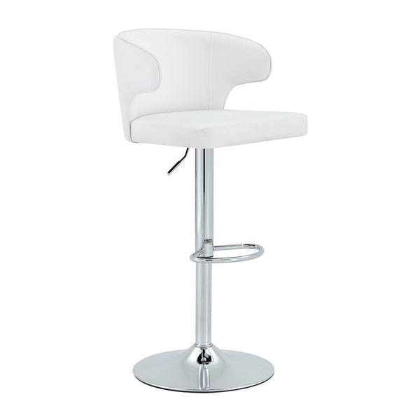 English Elm Modern Swivel Barstool Set of Two Pu Leather High Back Counter Height Seating White + Silver W1512P528754