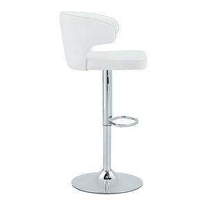 English Elm Modern Swivel Barstool Set of Two Pu Leather High Back Counter Height Seating White + Silver W1512P528754