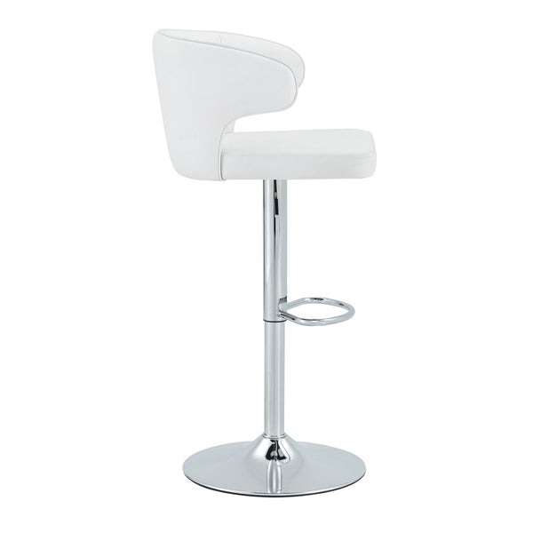 English Elm Modern Swivel Barstool Set of Two Pu Leather High Back Counter Height Seating White + Silver W1512P528754