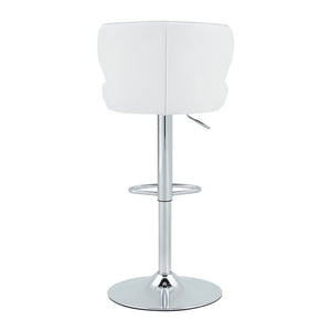 English Elm Modern Swivel Barstool Set of Two Pu Leather High Back Counter Height Seating White + Silver W1512P528754