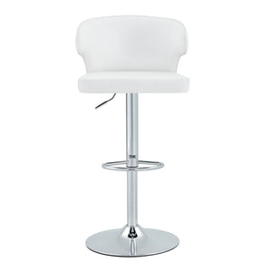 English Elm Modern Swivel Barstool Set of Two Pu Leather High Back Counter Height Seating White + Silver W1512P528754