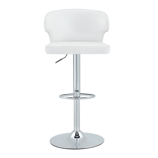 English Elm Modern Swivel Barstool Set of Two Pu Leather High Back Counter Height Seating White + Silver W1512P528754