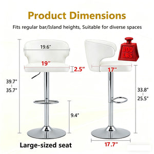English Elm Modern Swivel Barstool Set of Two Pu Leather High Back Counter Height Seating White + Silver W1512P528754