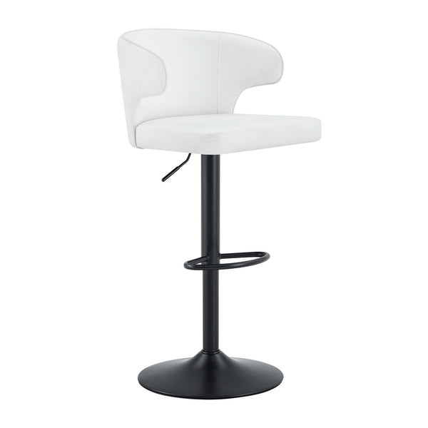 English Elm Modern Swivel Barstool Set of Two Pu Leather High Back Counter Height Seating Black + White W1512P528804